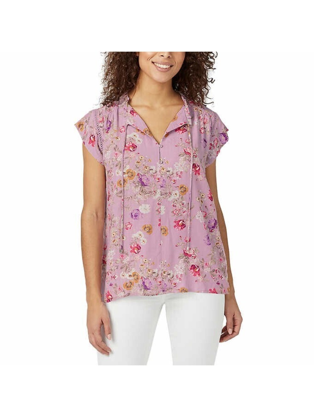 Buffalo David Bitton Womens Flutter Sleeve Floral Top Size S